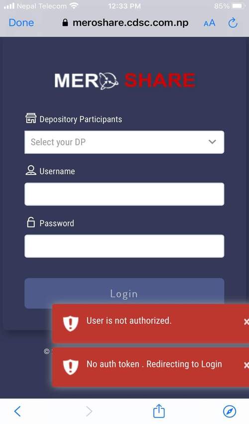 meroshare portal issues