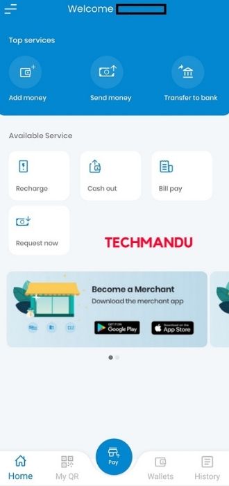 Namaste Pay App Menu