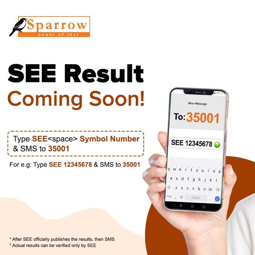 SEE Result 2078/79 on Sparrow SMS  