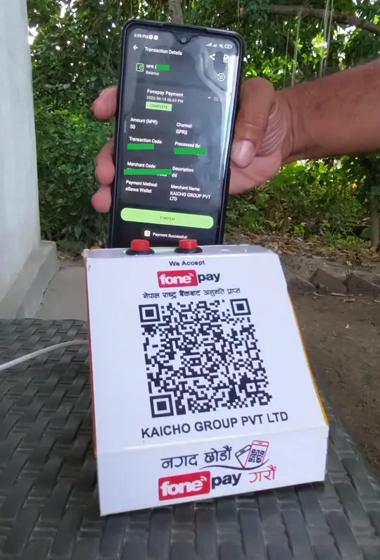 Device that Sends a notification After FonePay Payment by Kaicho