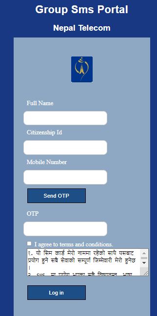 Ntc Nepal Telecom Group SMS portal