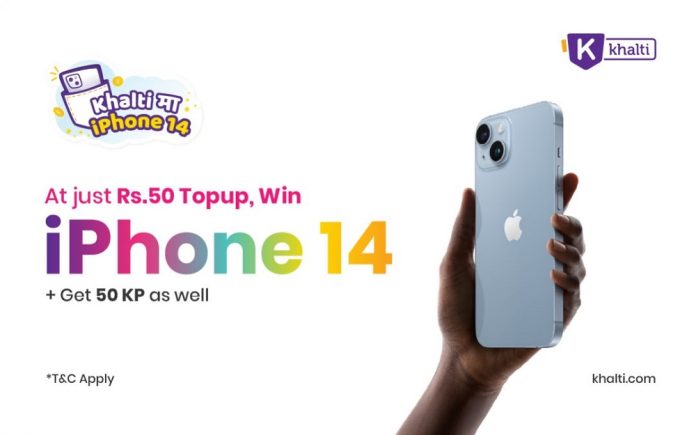Win an iPhone 14 on Khalti Top Up of Rs 50