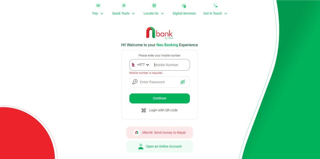 Nabil Bank nbank Web service home page