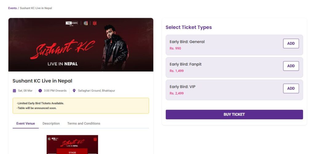 How to buy Sushant KC concert tickets on Khalti