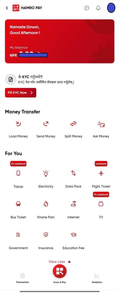 Hamro Pay app features