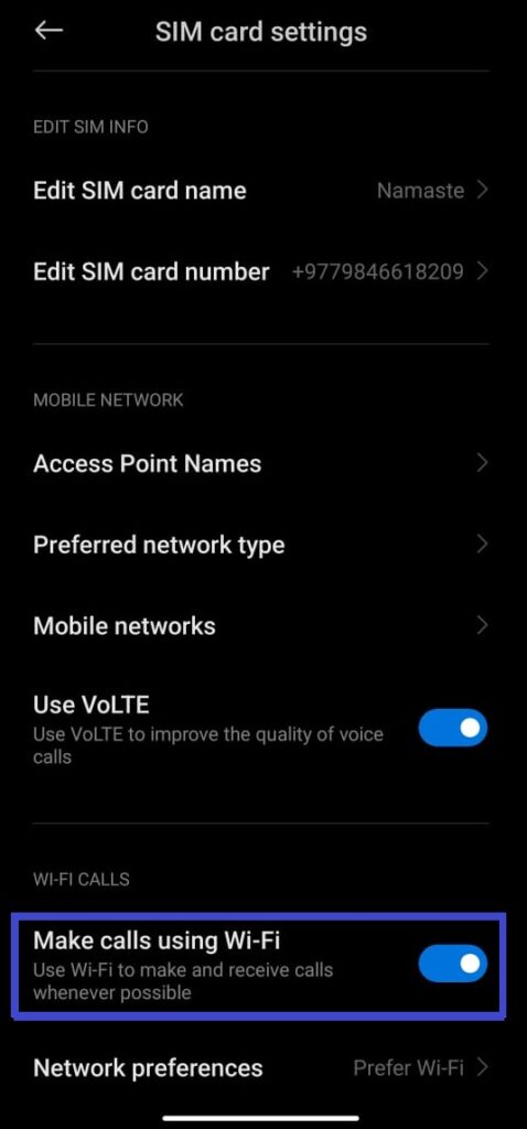 VoWiFi Android