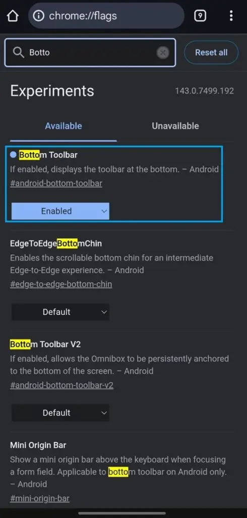 Chrome Address Bar to bottom place on phone